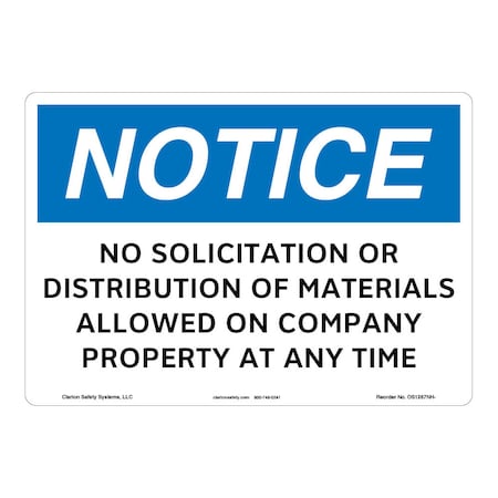OSHA Compliant Notice/No Solicitation Safety Signs Outdoor Flexible Polyester (Z1) 14 X 10